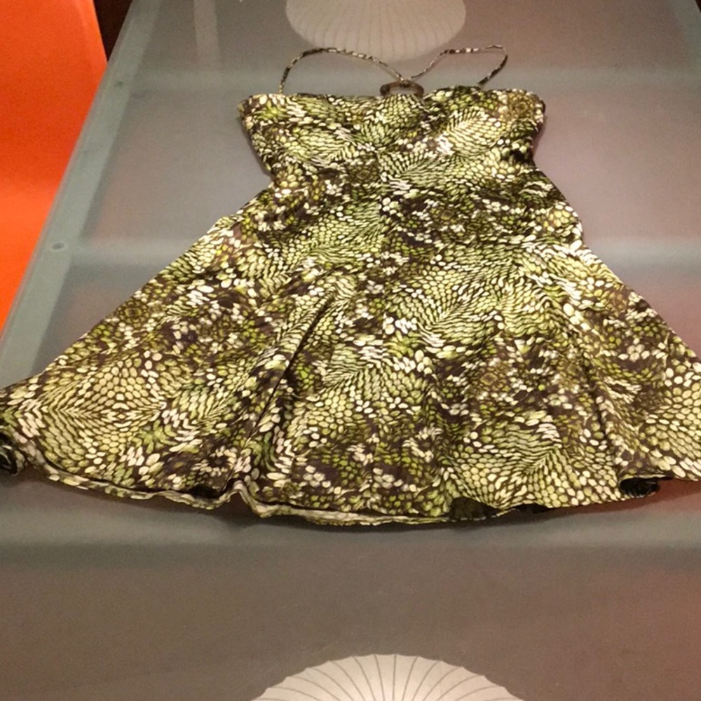 Just Cavalli Green Snake Print Halter Dress Sz 42